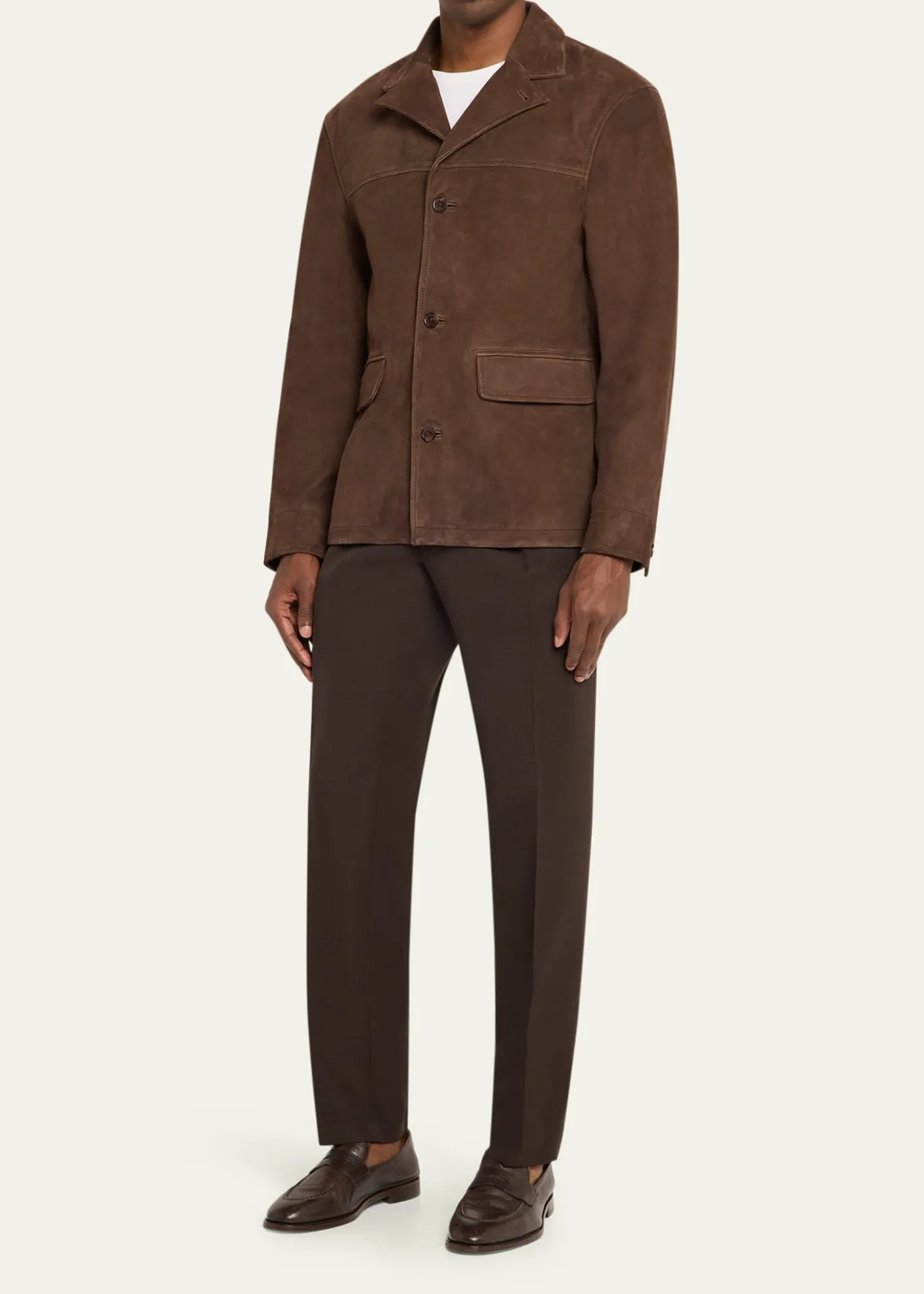 Officine GeneraleSuede Button-Front Jacket