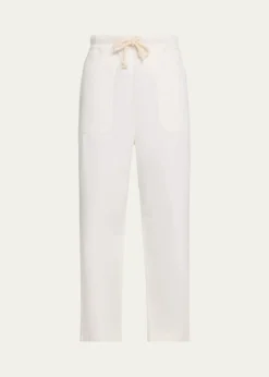 Officine GeneraleMen's Cotton Wide-Leg Drawstring Trousers