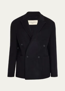 Officine GeneraleMen's Dark Navy Double-Breasted Wool Maxwell Sport Jacket