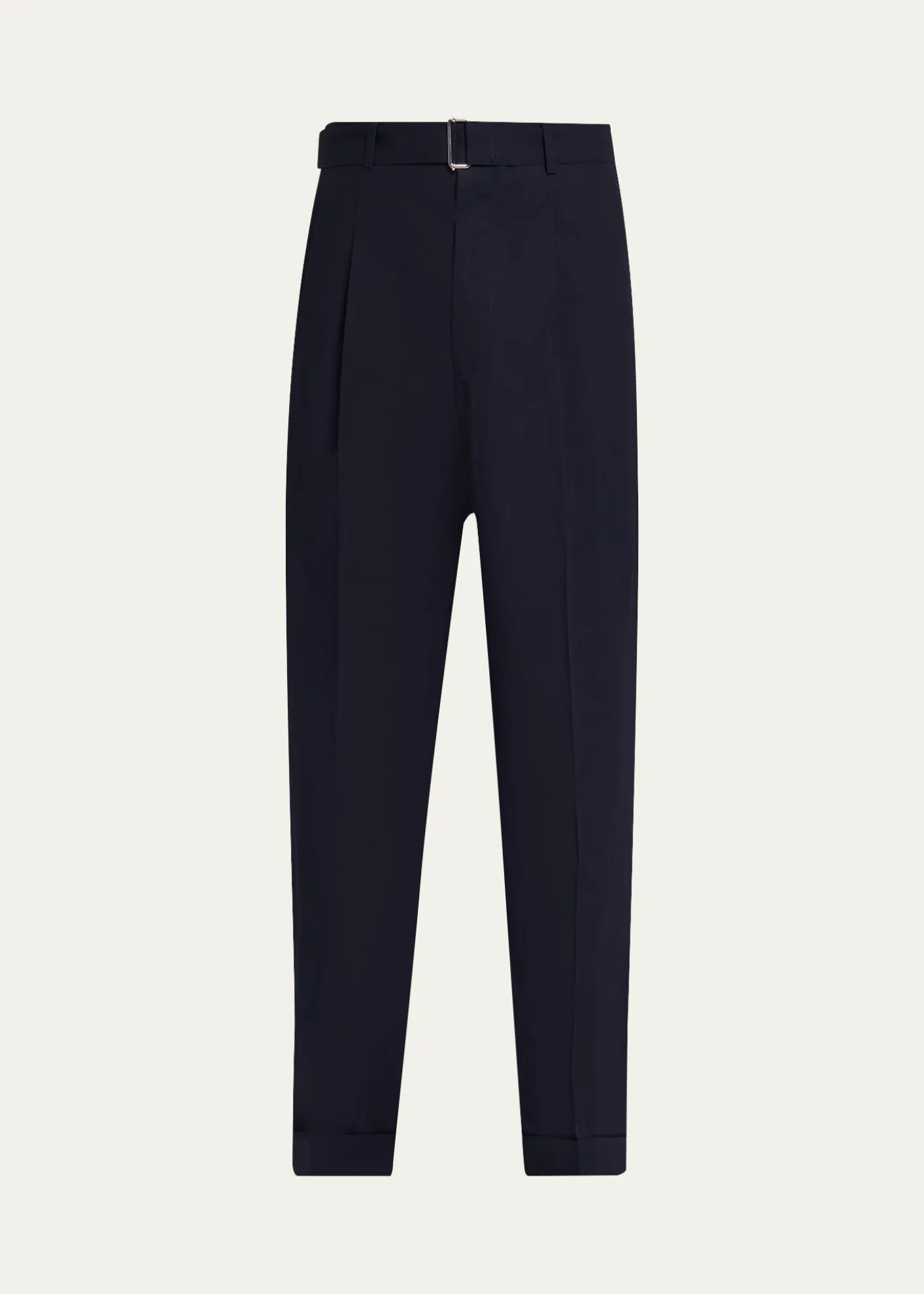 Officine GeneraleMen's Evan Poplin Belted Wide-Leg Pants