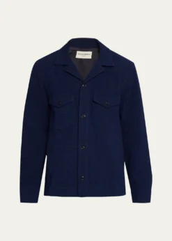 Officine GeneraleMen's Jean-Baptiste Seersucker Cotton Shirt Jacket
