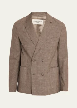 Officine GeneraleMen's Light Brown Wool Leon Double-Breasted Sport Coat