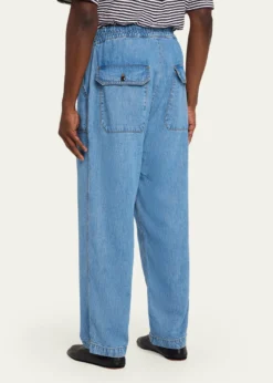 Officine GeneraleMen's Wide-Leg Drawstring Trousers