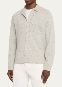 Officine GeneraleMen's Wool/Cashmere Melange Knit Long-Sleeve Shirt