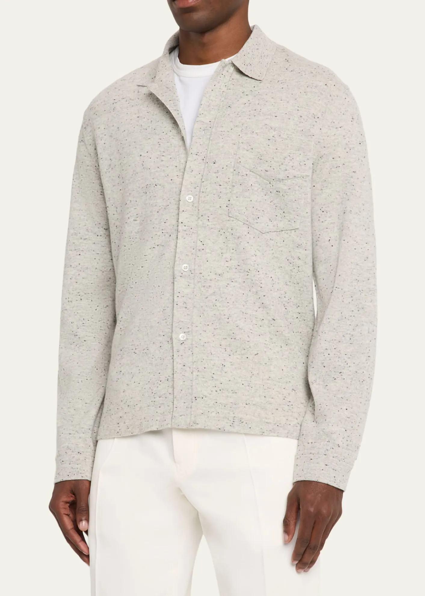 Officine GeneraleMen's Wool/Cashmere Melange Knit Long-Sleeve Shirt