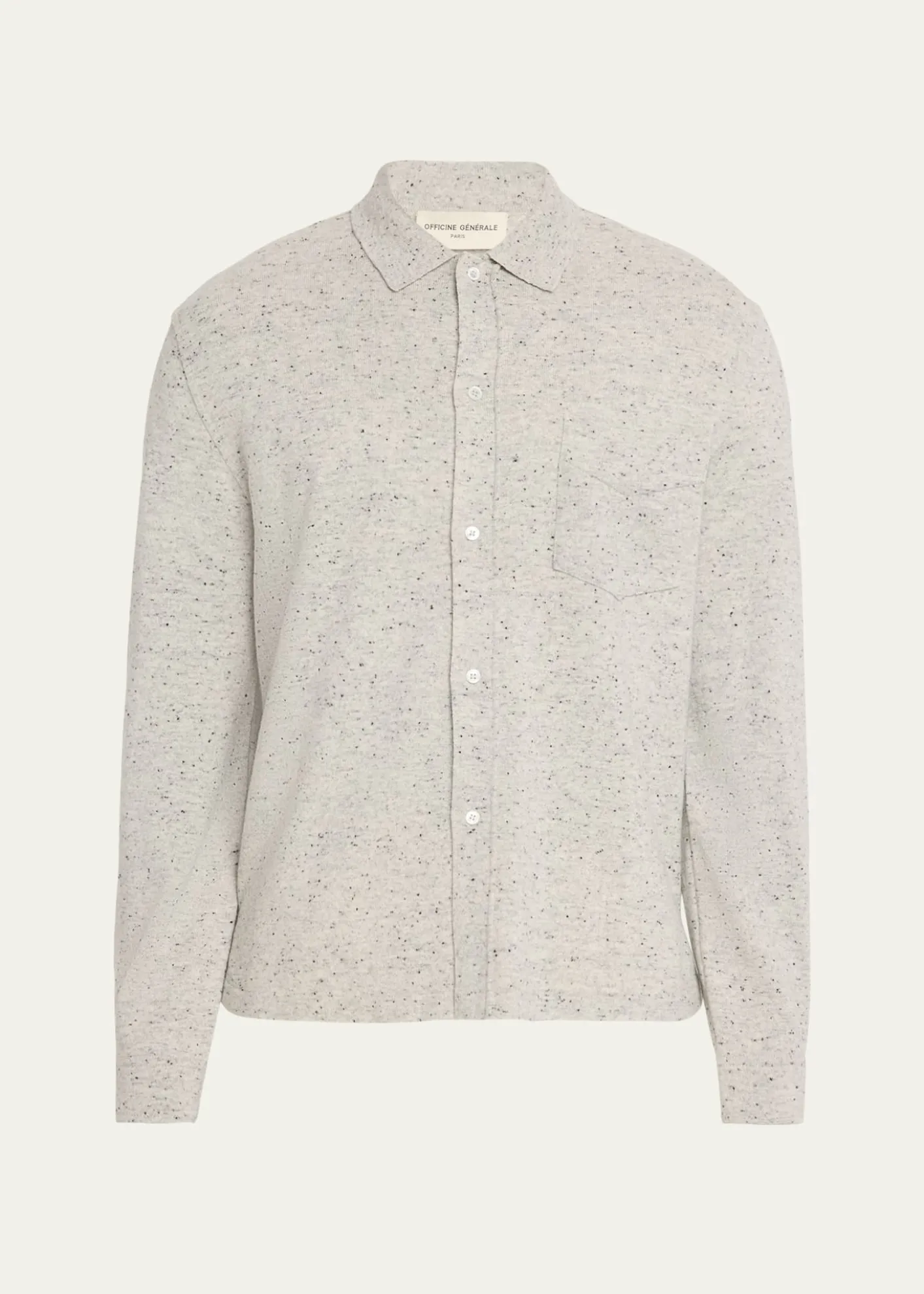 Officine GeneraleMen's Wool/Cashmere Melange Knit Long-Sleeve Shirt