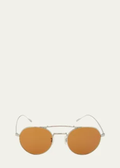 Oliver PeoplesReymont Titanium Double-Bridge Round Sunglasses