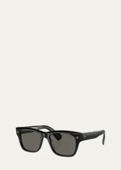 Oliver PeoplesMen's Birell Sun Acetate Rectangle Sunglasses