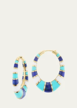 Orly MarcelChunky Inlay Hoop Earrings with Turquoise