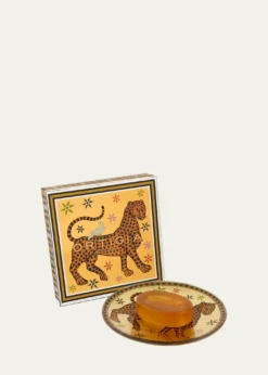 Ortigia1.4oz Ambra Nera Glass Plate & Soap Set