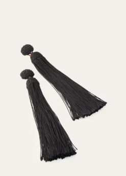 Oscar de la RentaSilk Rope Tassel Clip-On Earrings