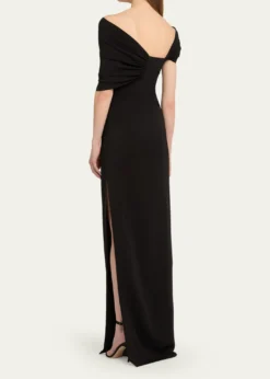 Oscar de la RentaAsymmetric Draped Off-The-Shoulder Column Gown