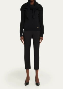 Oscar de la RentaCrewneck Cashmere Sweater With Removable Scarf