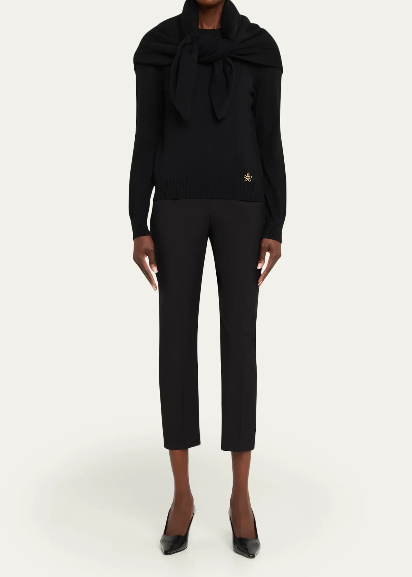 Oscar de la RentaCrewneck Cashmere Sweater With Removable Scarf
