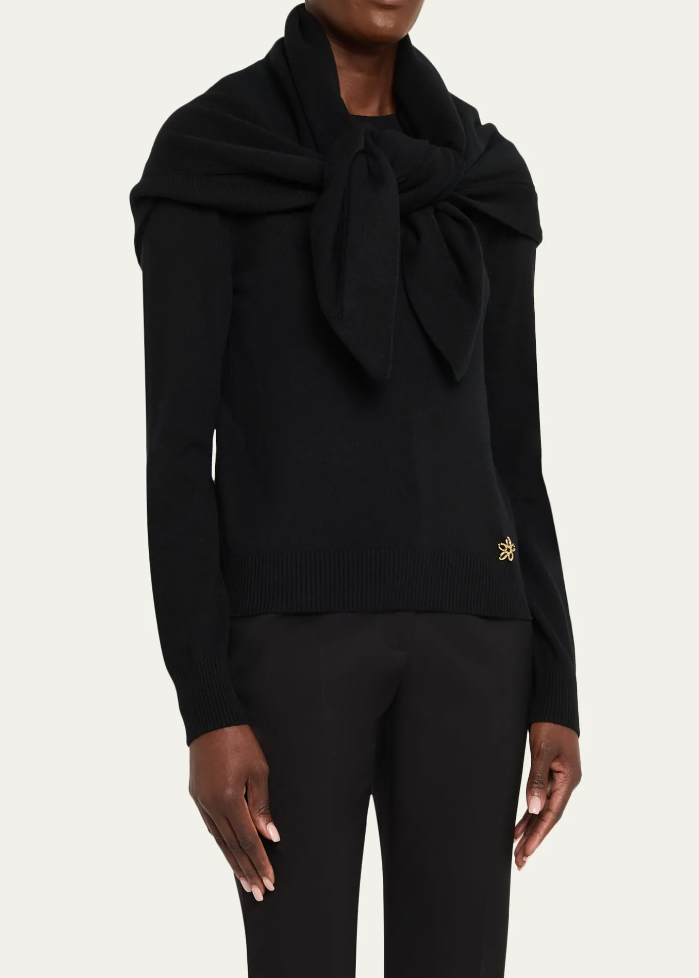 Oscar de la RentaCrewneck Cashmere Sweater With Removable Scarf