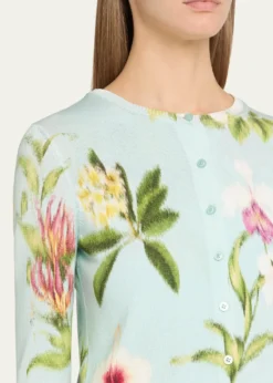 Oscar de la RentaDominican Floral-Print Crewneck Cardigan