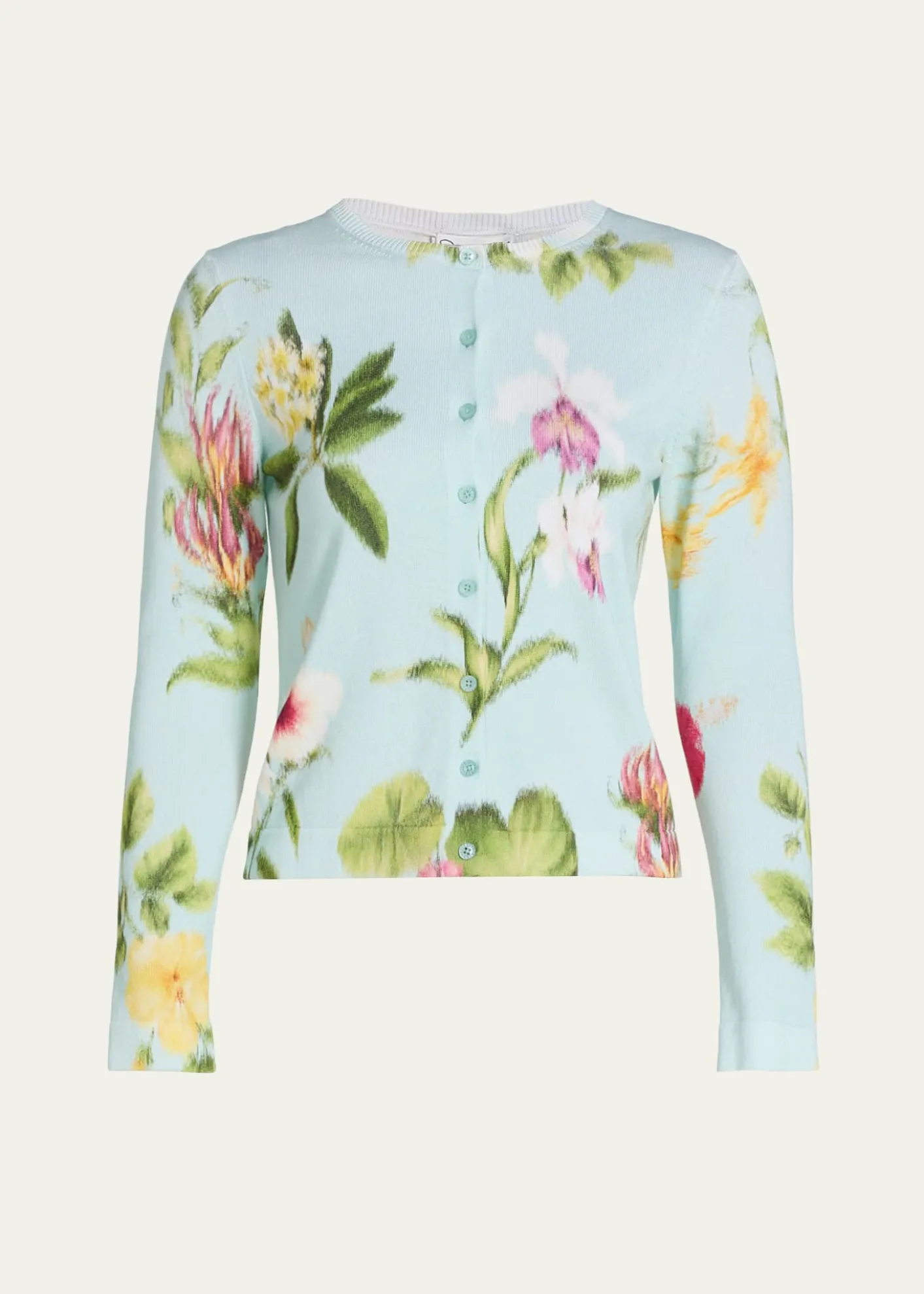 Oscar de la RentaDominican Floral-Print Crewneck Cardigan