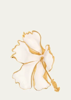 Oscar de la RentaEnamel Folded Hibiscus Brooch