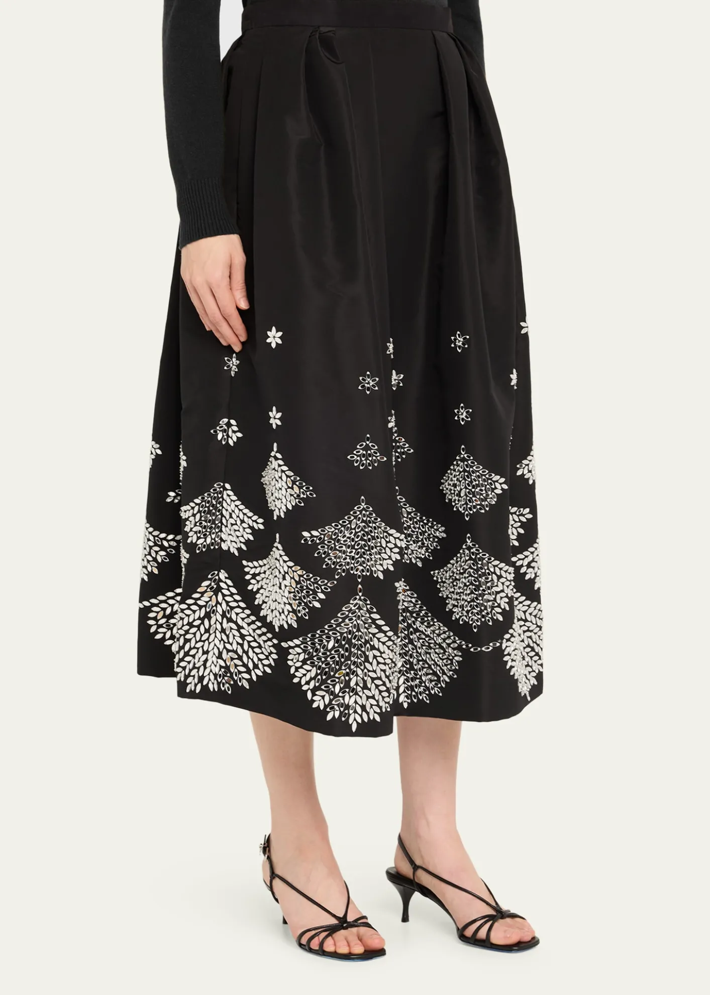 Oscar de la RentaFern Embroidered Midi Party Skirt
