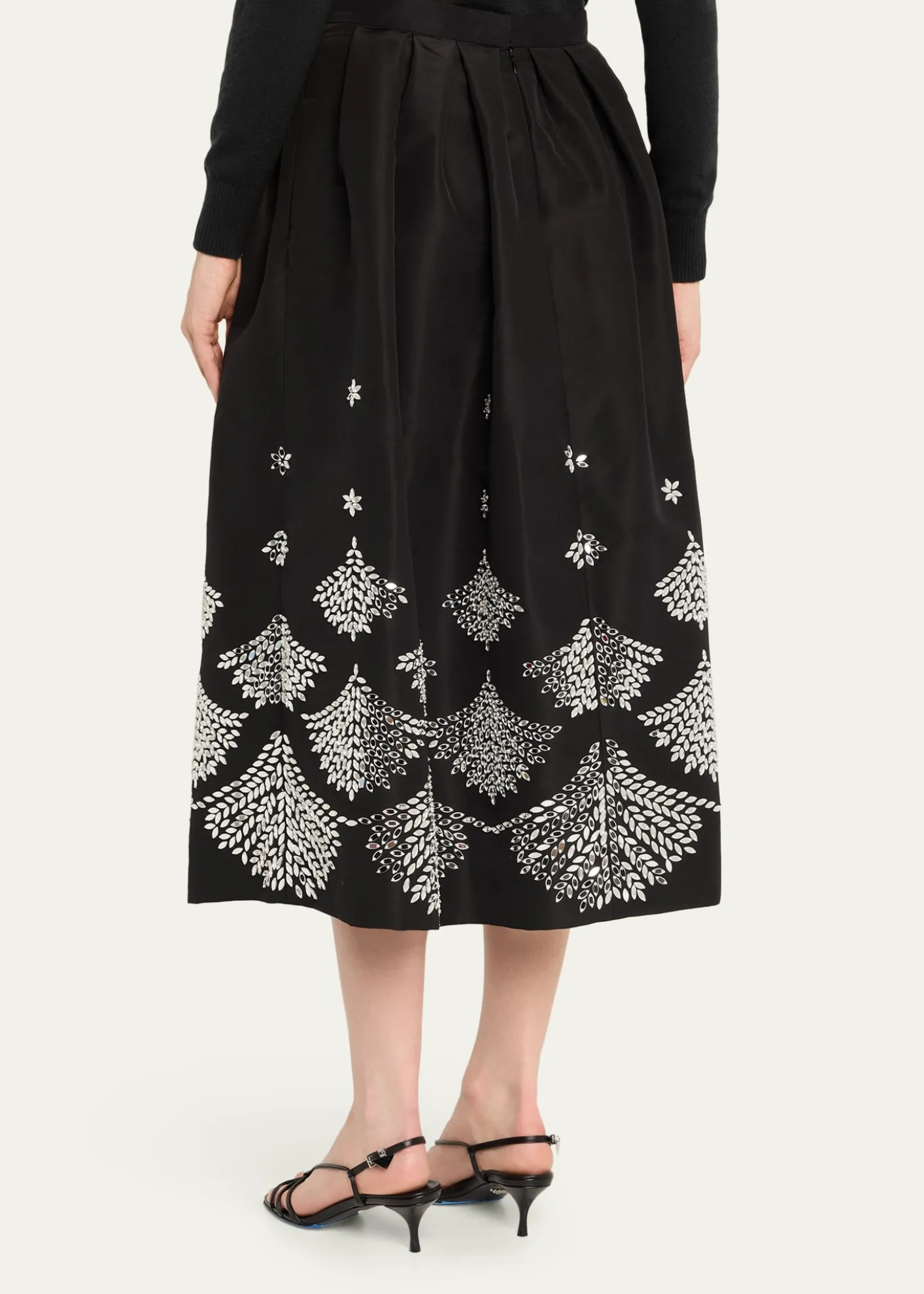 Oscar de la RentaFern Embroidered Midi Party Skirt