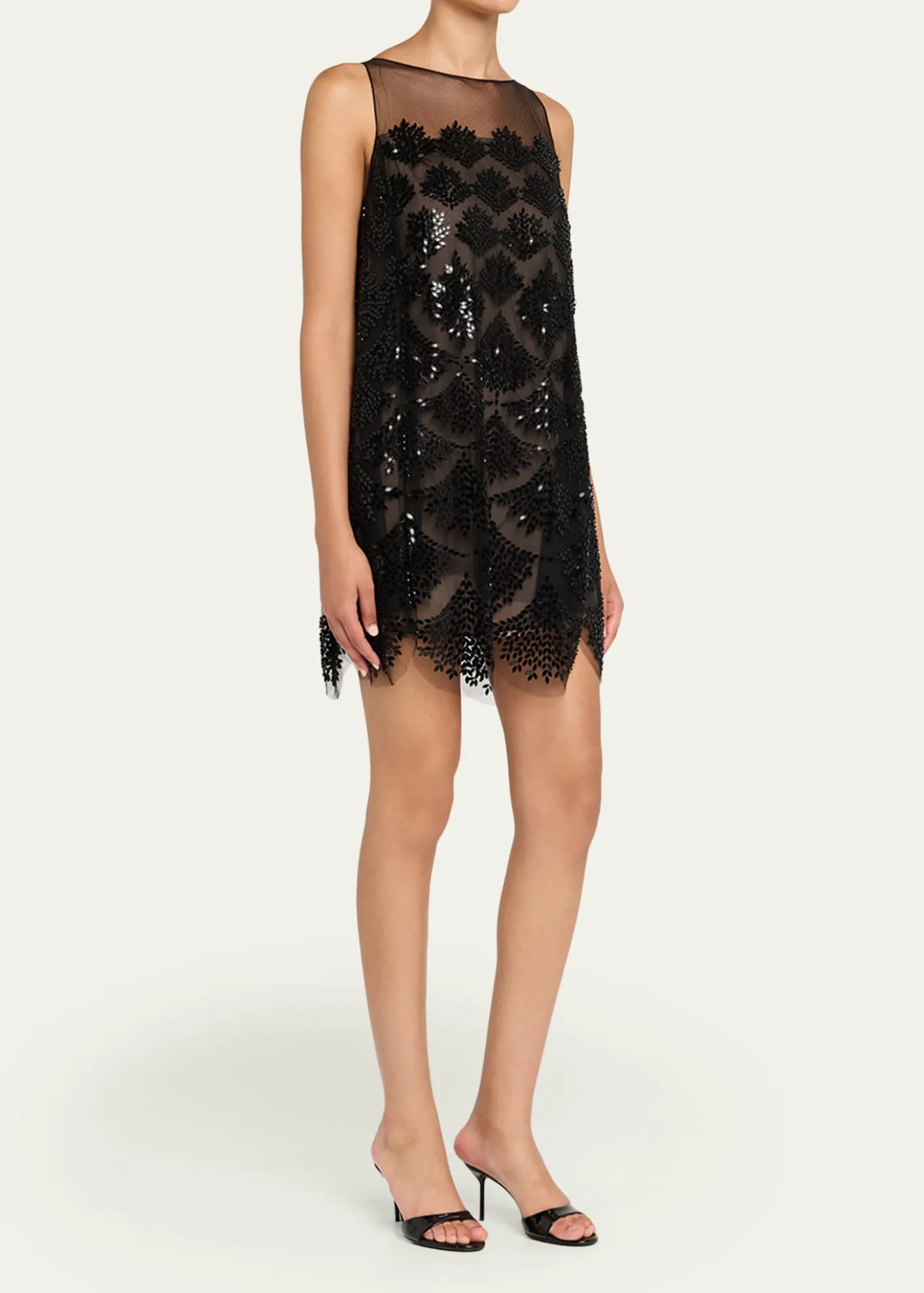 Oscar de la RentaFern Embroidered Sleeveless Mini Shift Dress