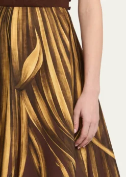 Oscar de la RentaPalm-Print Faille Midi Skirt