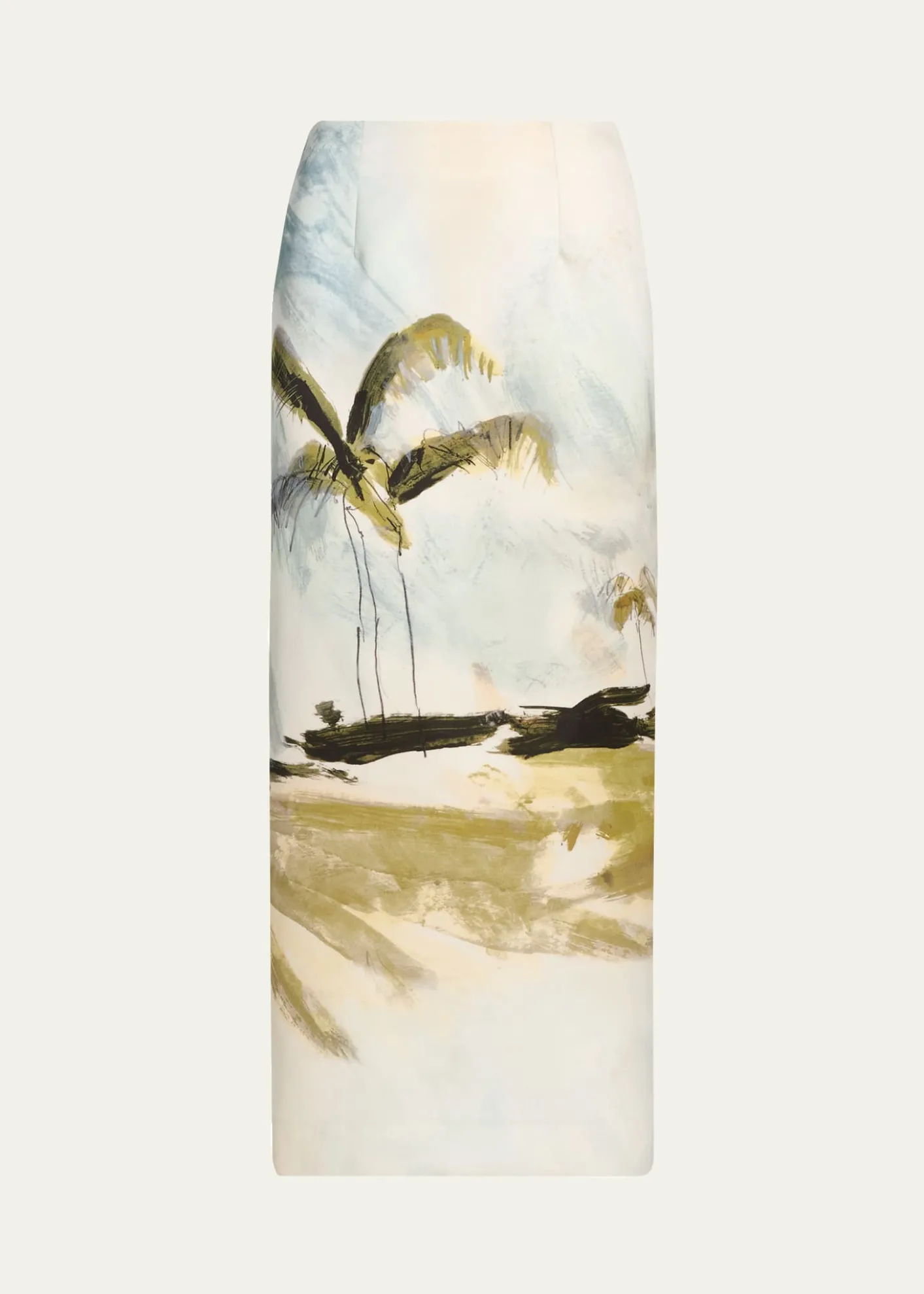 Oscar de la RentaPalm Tree Satin Midi Pencil Skirt