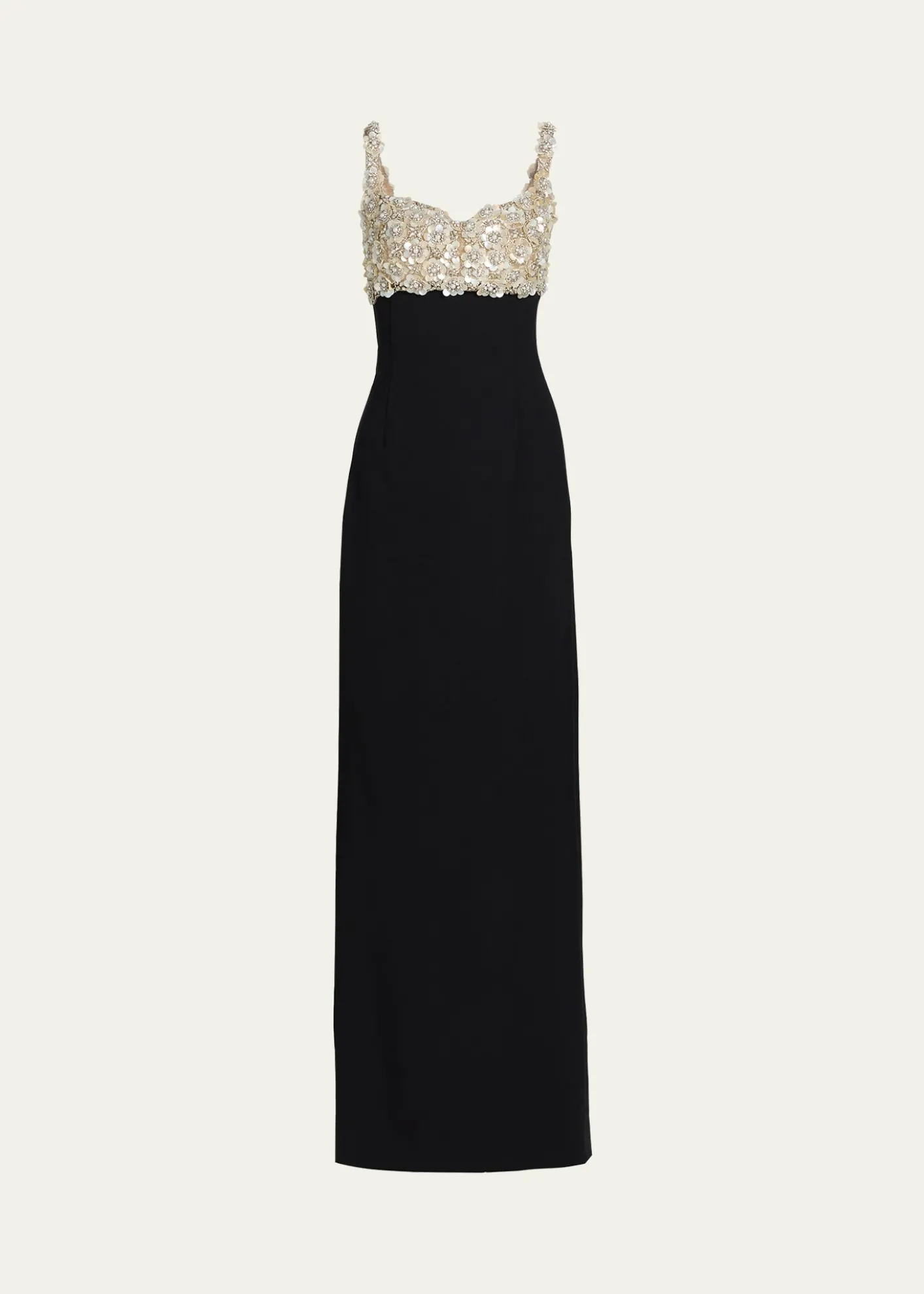 Oscar de la RentaPearly Embroidered Bustier Column Gown