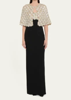 Oscar de la RentaPearly Embroidered Bustier Column Gown