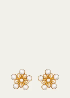 Oscar de la RentaPearly Flower Small Clip-On Earrings