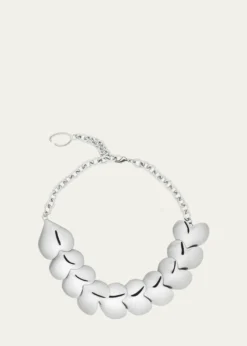 Oscar de la RentaSmooth Hearts Oversized Necklace, Silver
