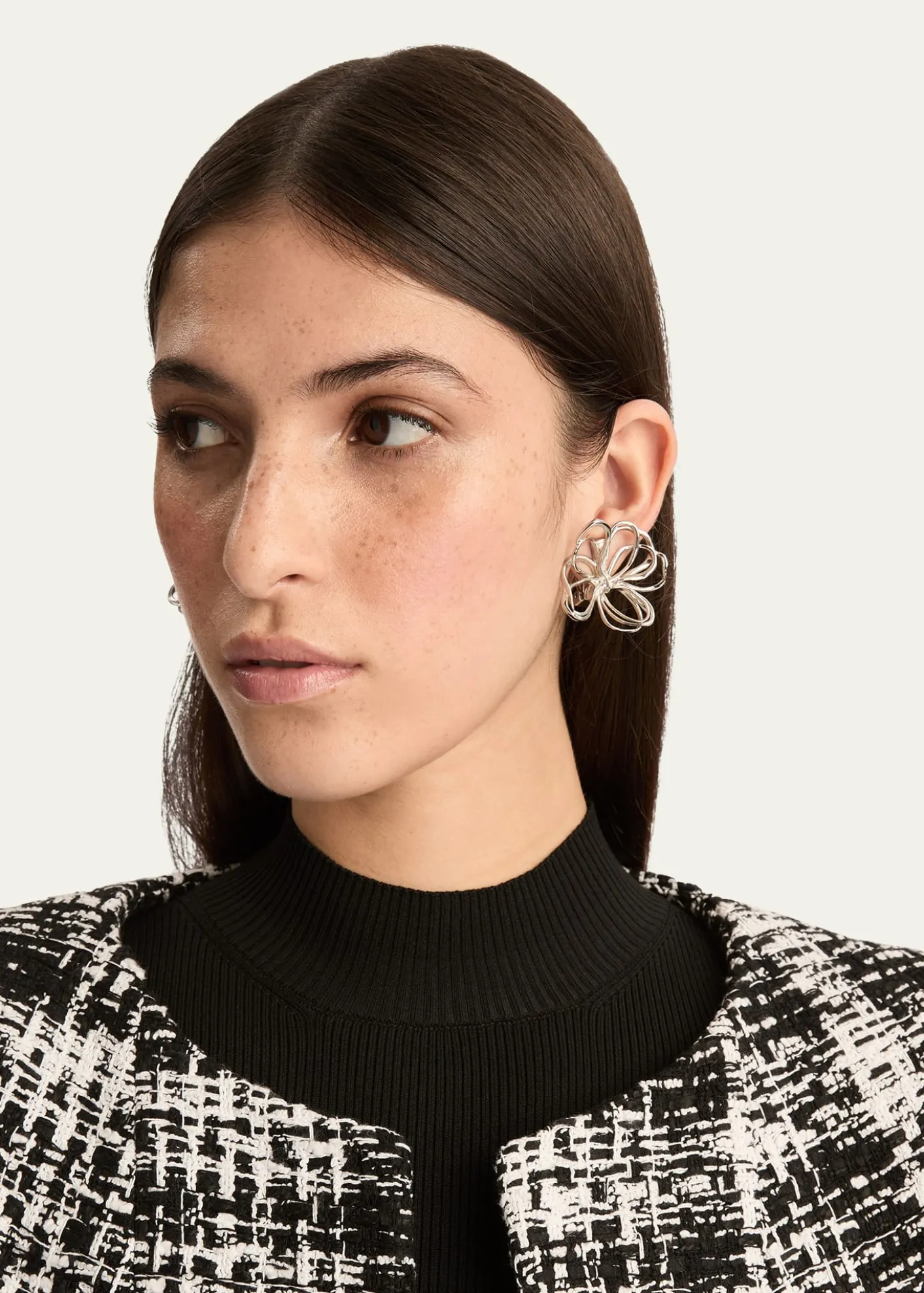 Oscar de la RentaWire Flower Stud Earrings, Silver