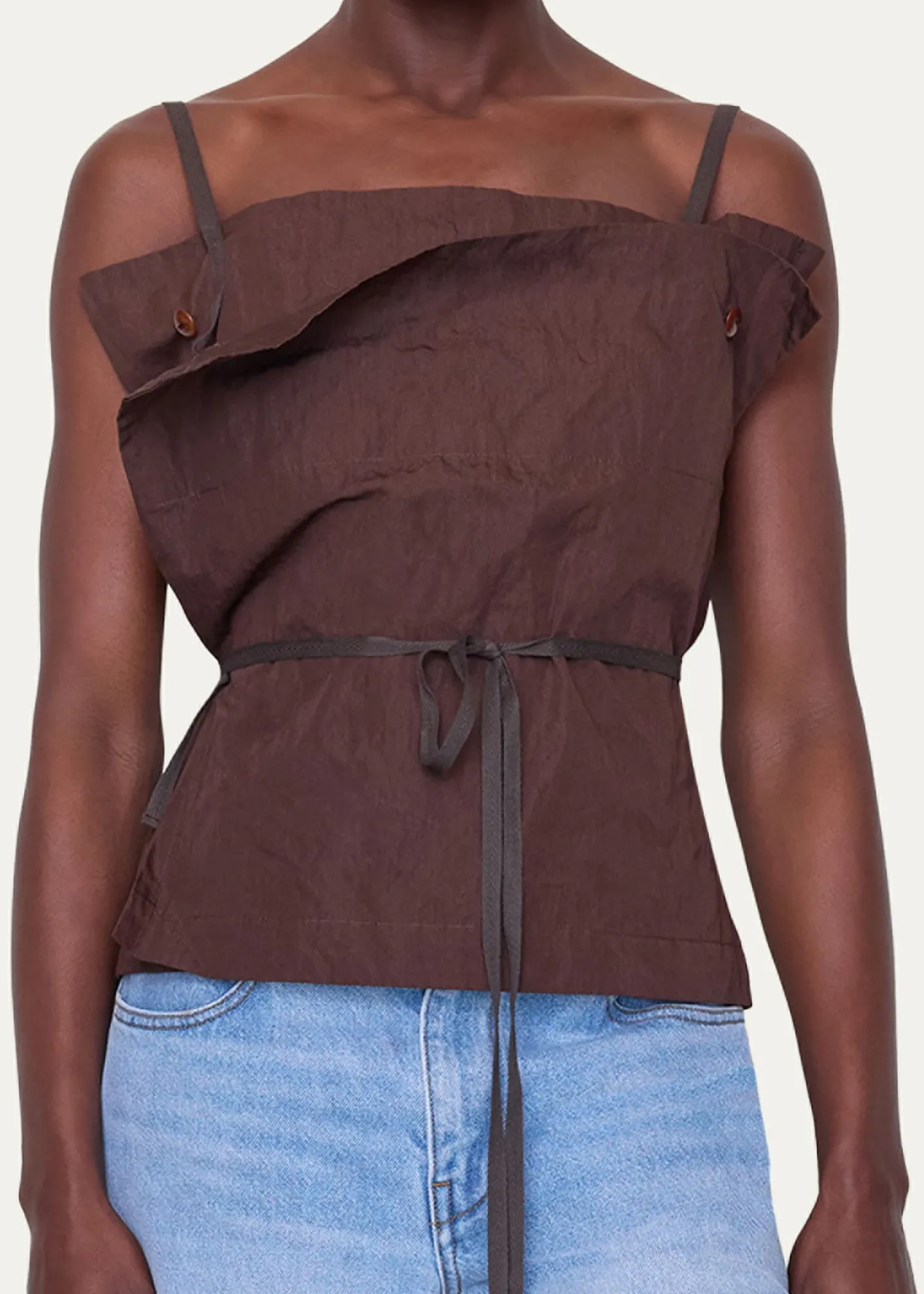 OssouSienna Cotton Twill Ribbon Tie Top