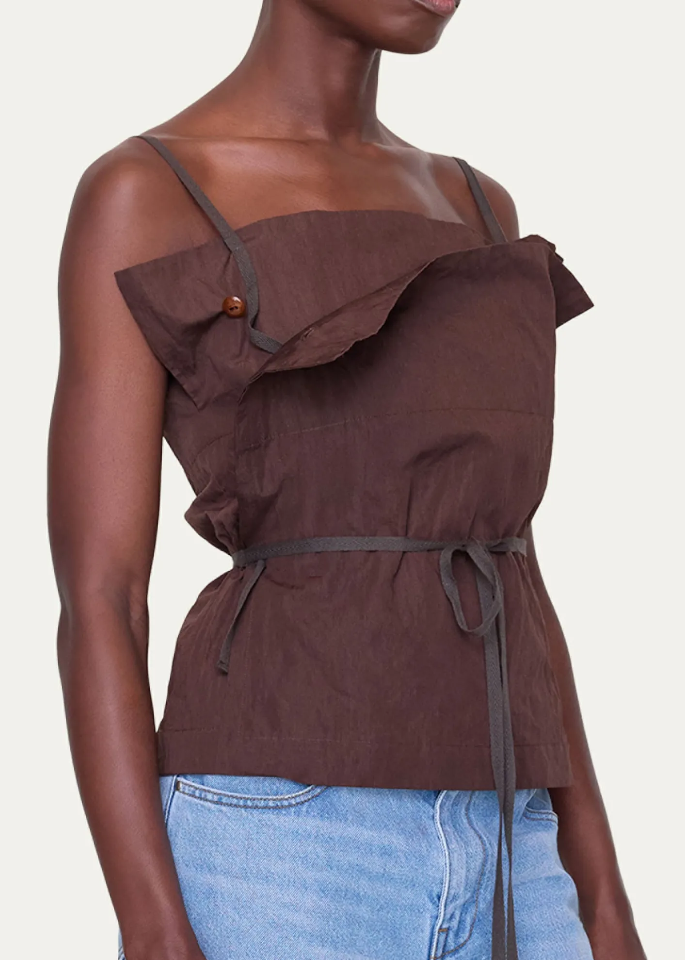 OssouSienna Cotton Twill Ribbon Tie Top