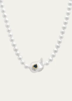 Paige NovickSweet Tart Baroque Pearl Choker Necklace with Blue Topaz Trillion Inset