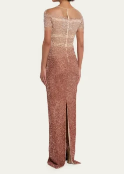 Pamella RolandDegrade Sequin Illusion Column Gown