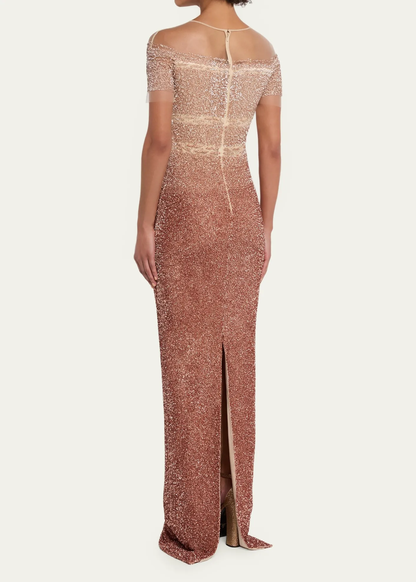 Pamella RolandDegrade Sequin Illusion Column Gown