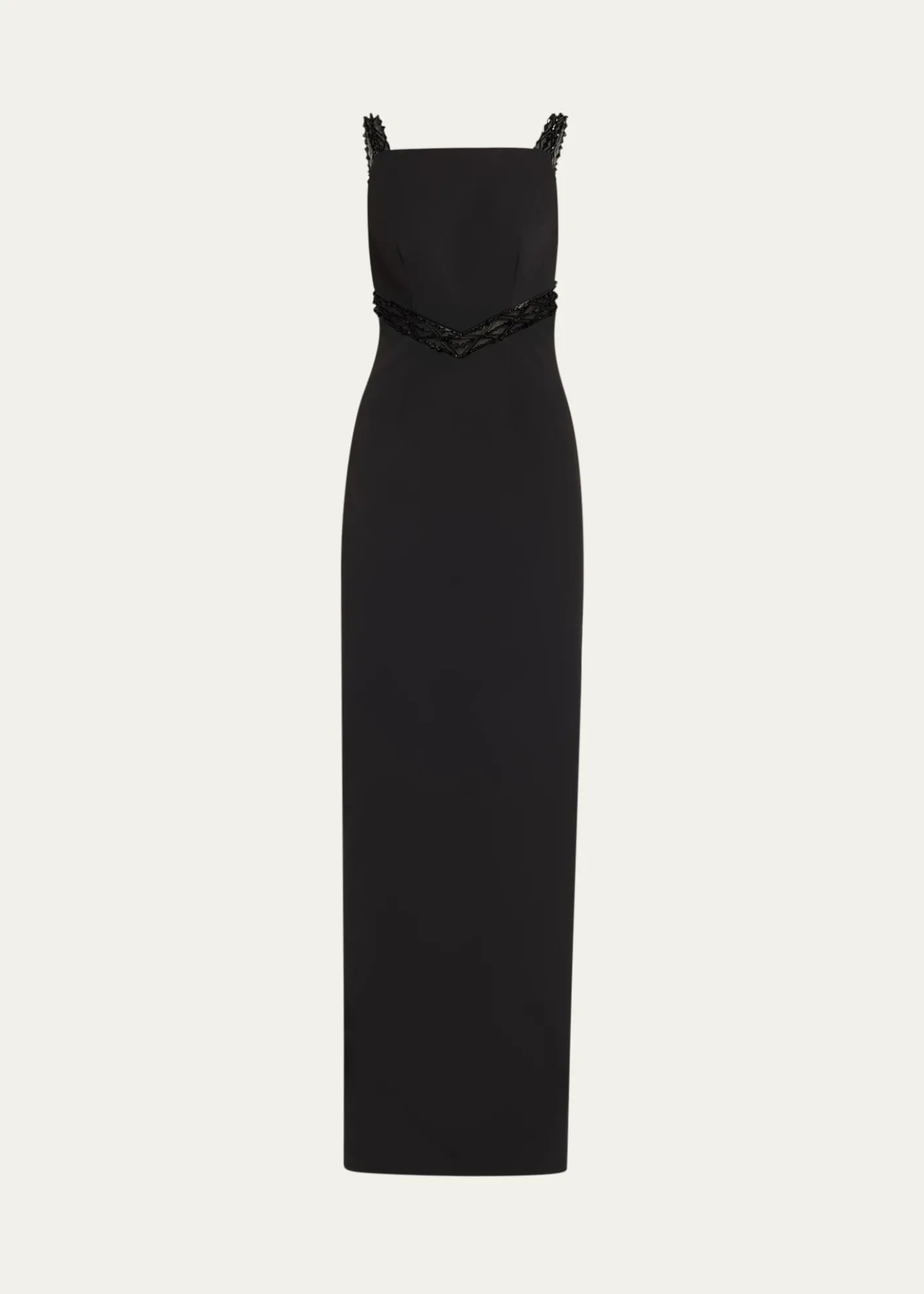 Pamella RolandEmbroidered Inset Sleeveless Crepe Gown
