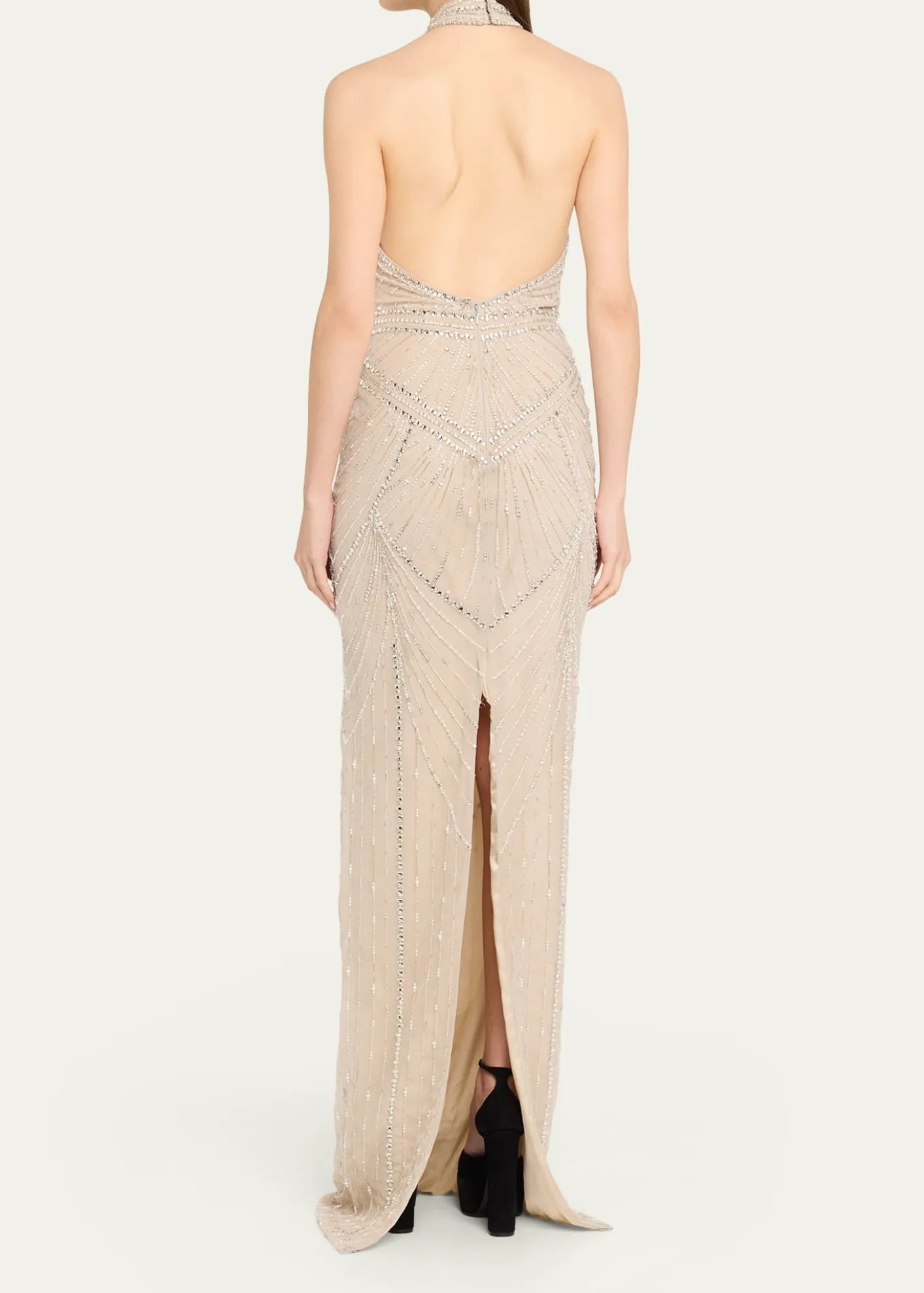Pamella RolandEmbroidered Tulle Halter Gown