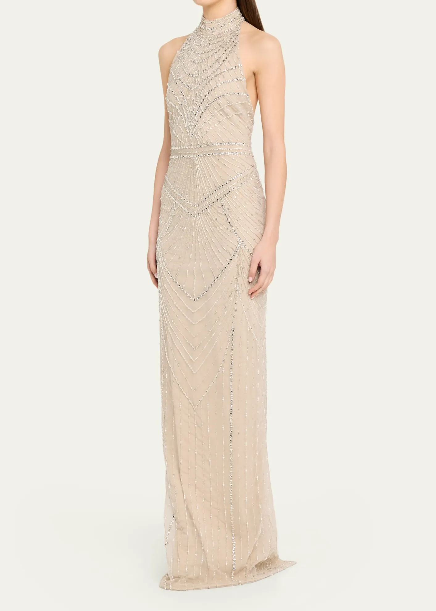 Pamella RolandEmbroidered Tulle Halter Gown