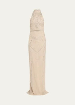 Pamella RolandEmbroidered Tulle Halter Gown