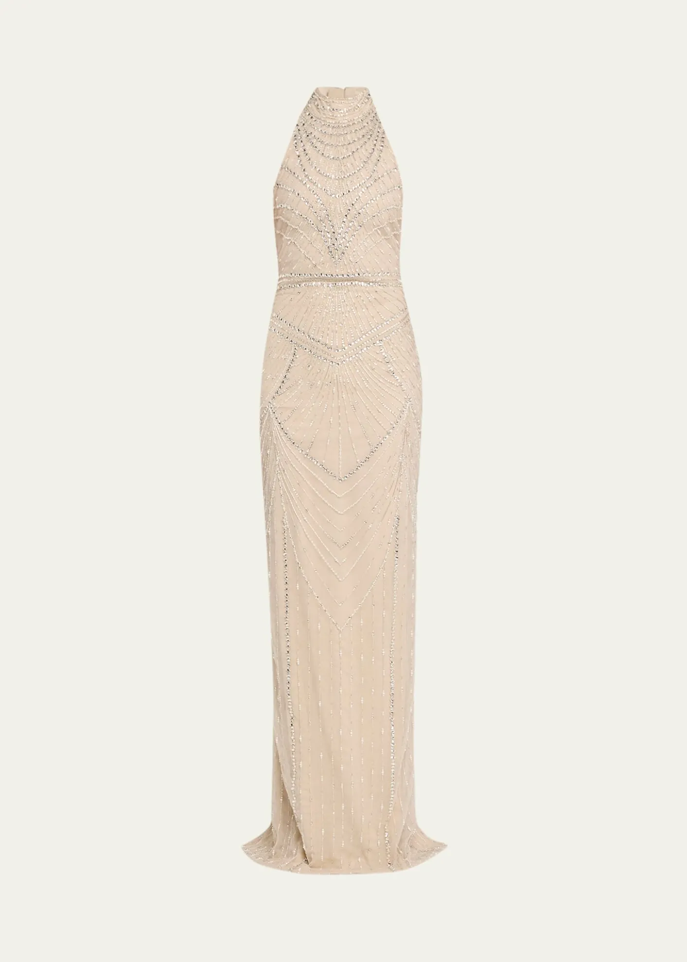 Pamella RolandEmbroidered Tulle Halter Gown