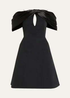 Pamella RolandFaille Off-Shoulder Mini Dress