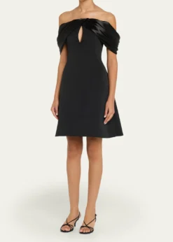 Pamella RolandFaille Off-Shoulder Mini Dress