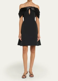 Pamella RolandFaille Off-Shoulder Mini Dress