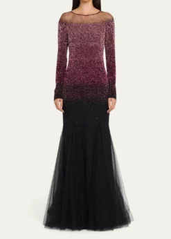 Pamella RolandOmbre Signature Sequin Illusion Trumpet Gown