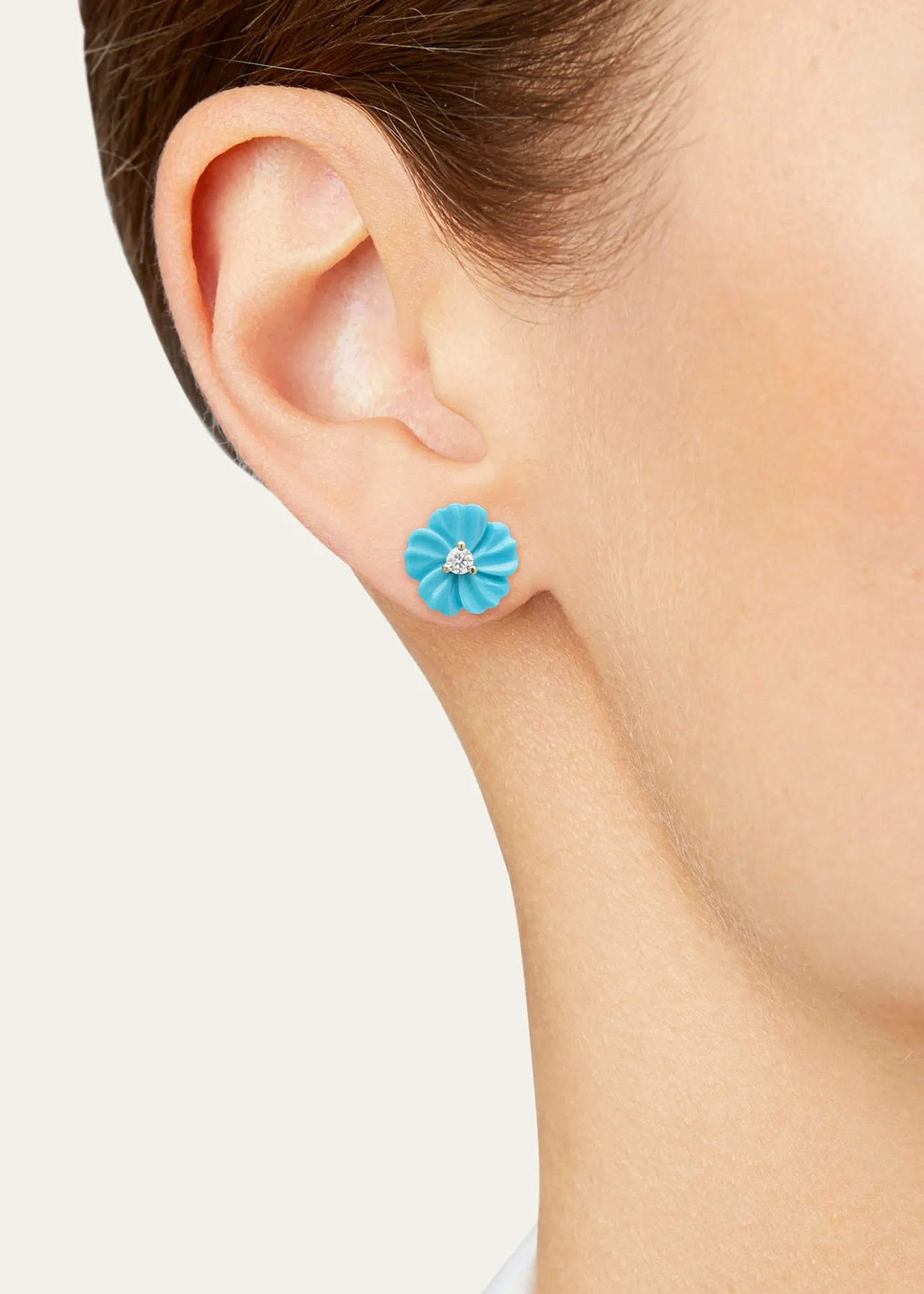 Paul MorelliDiamond and Turquoise Flower Stud Earrings