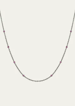 Paul Morelli18K White Gold Ruby Chain Necklace, 24"L