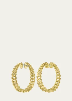 Paul Morelli18K Yellow Gold Cuban Chain Hoop Earrings, 30mm