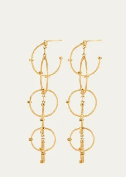 Paul Morelli18K Yellow Gold Long Rain Chain Diamond Earrings